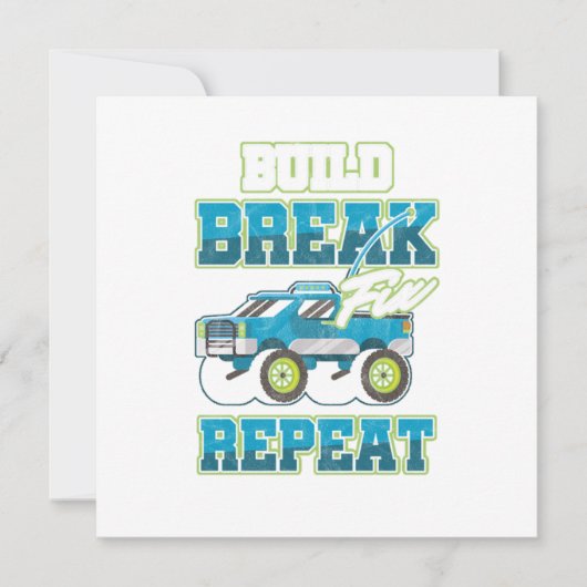 ラジオコントロールカー メカニック RCドライバー ビルド ブレイク リピート RC レース ギフト 招待状 (正面)