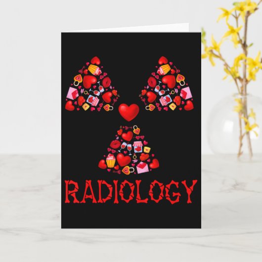 ラジオロジー バレンタイン ハート ラジオロジスト X 線のキュートなデザイン カード (黄色い花)
