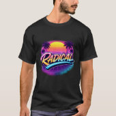 ラジカルな80年代レトロシンセウェーブネオンイラスト Tシャツ (正面)