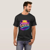 ラジカルな80年代レトロシンセウェーブネオンイラスト Tシャツ (正面フル)