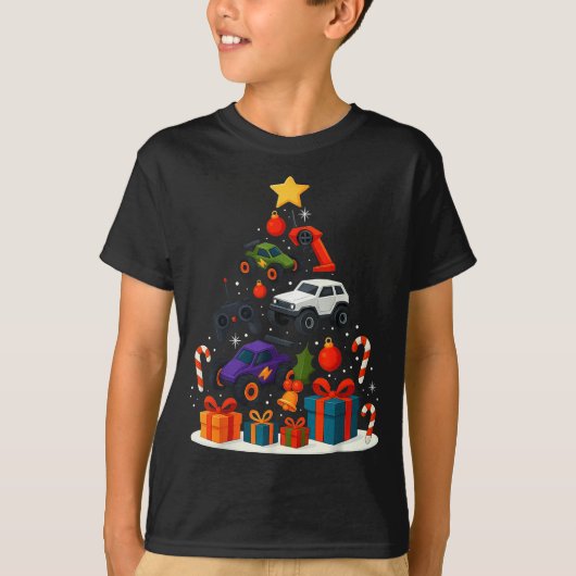 ラジコン カーレース レーサー クリスマスツリー クリスマス Tシャツ (正面)