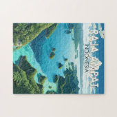 ラジャアンパットインドネシアトラベルアートヴィンテージ ジグソーパズル (横)