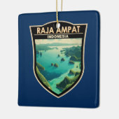 ラジャアンパットインドネシアトラベルアートヴィンテージ セラミックオーナメント (左)