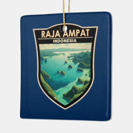 ラジャアンパットインドネシアトラベルアートヴィンテージ セラミックオーナメント (左)