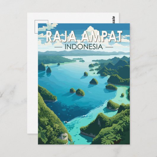 ラジャアンパットインドネシアトラベルアートヴィンテージ ポストカード (正面/裏面)