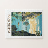 ラジャアンパットインドネシアボートトラベルアートヴィンテージ ジグソーパズル (横)