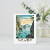ラジャアンパットインドネシアボートトラベルアートヴィンテージ ポストカード (スタンド正面)
