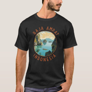 ラジャアンパットインドネシアボートレトロ動揺してサークル Tシャツ