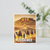 ラジャスタントサール砂漠ジャイサルマーインド旅行 ポストカード (スタンド正面)