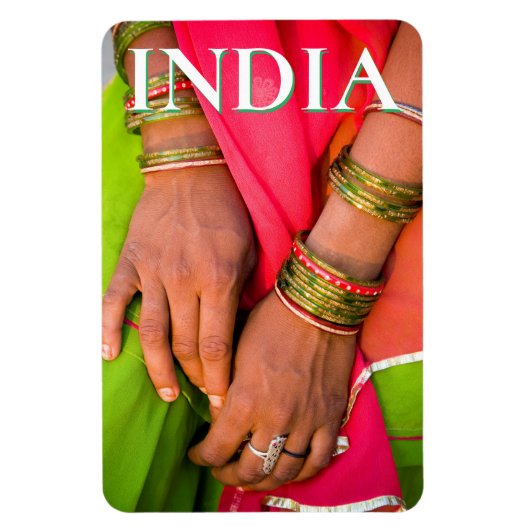 ラジャスタン女性の手を閉める マグネット (縦)