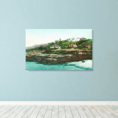 ラジョラのコテージとビーチの空中表示 キャンバスプリント (インサイチュ (ウッドフロア))