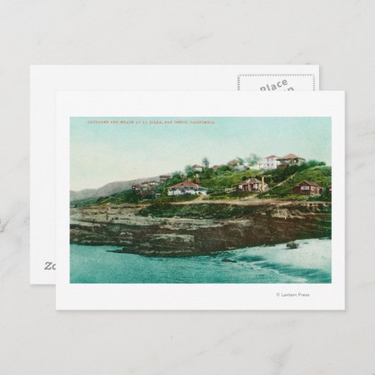 ラジョラのコテージとビーチの空中表示 ポストカード (正面/裏面)