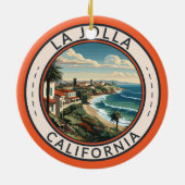 ラジョラカリフォルニアコーストライントラベルアートレトロ セラミックオーナメント (裏面)