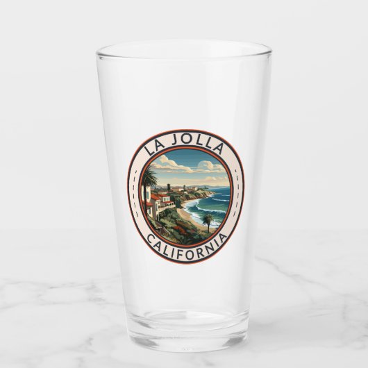 ラジョラカリフォルニアコーストライントラベルアートレトロ タンブラーグラス (正面)