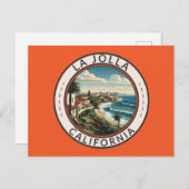 ラジョラカリフォルニアコーストライントラベルアートレトロ ポストカード (正面/裏面)