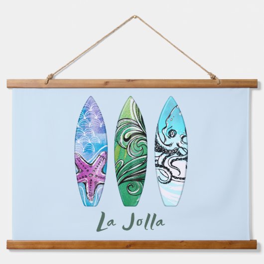 ラジョラカリフォルニアサーフボード 吊り下げ型タペストリー (正面)