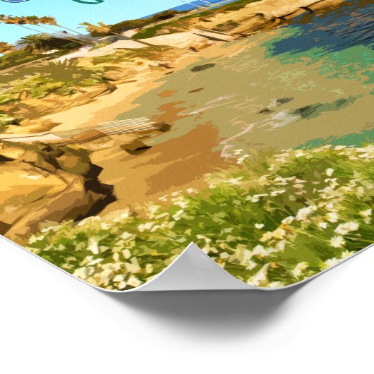 ラジョラコーブビーチサンディエゴカリフォルニアヴィンテージ ポスター (角)