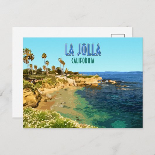 ラジョラコーブビーチサンディエゴカリフォルニアヴィンテージ ポストカード (正面/裏面)