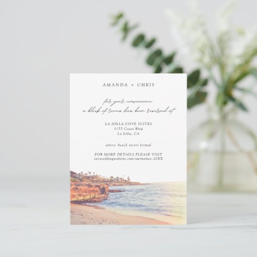 ラジョラコーブビーチ結婚式ルームブロック エンクロージャーカード (スタンド正面)