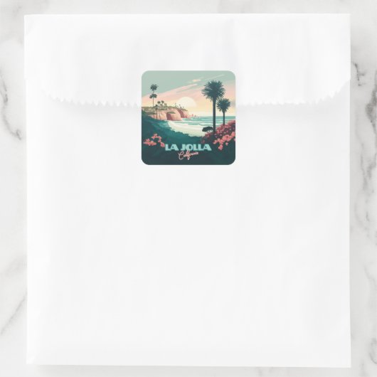 ラジョラコーヴサンディエゴカリフォルニアレトロ スクエアシール (バッグ)