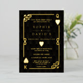 ラスのカジノ ポーカー 結婚式 ゴールド ホイル 箔招待状 (立ち正面)