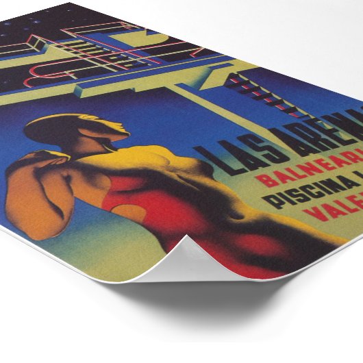 ラスアリーナススペイン照明プールヴィンテージ旅行 ポスター (角)