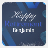 ラスエレガントティックモダンブルー&ホワイトハッピーリタイア スクエアシール (正面)