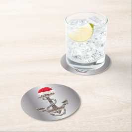 ラスエレガントト航海のいかり+ SANTA HAT |丸 ラウンドペーパーコースター