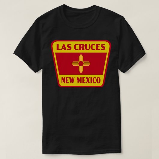 ラスクルセスニューメキシコレトロ国旗のバッジイエロー Tシャツ (デザイン正面)