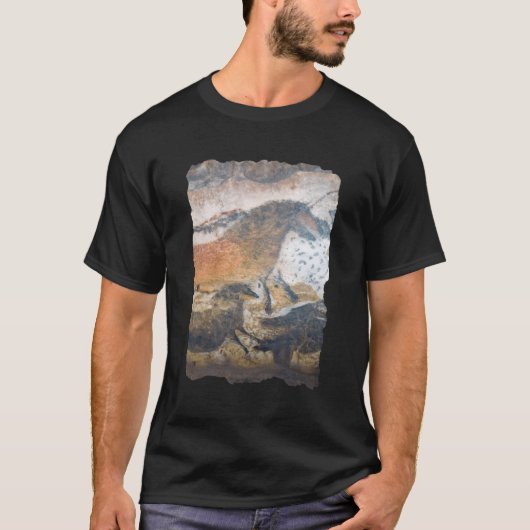 ラスコー絵画ク洞窟の洞窟の先史時代の馬 Tシャツ (正面)