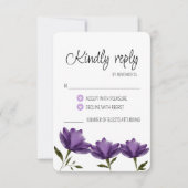 ラスシンプルトエレガントク水カラー紫RSVP 出欠カード (正面)