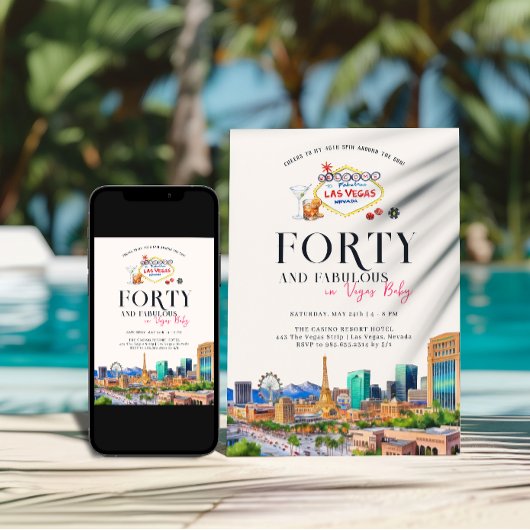 ラススタイリッシュベガス | 40th Birthday Photo 招待状