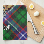 ラスセル氏族のタータン柄とクラスト キッチンタオル (四つ折り)