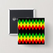 ラスタのダイヤモンド。 赤い金ゴールドおよび緑。 Jah Rastafari 缶バッジ (正面&裏面)