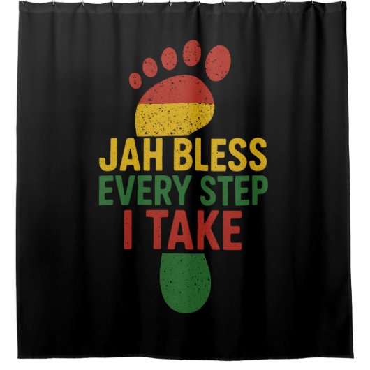 ラスタの歩みをジャーが祝福 シャワーカーテン (正面)