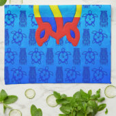 ラスタのHonuの青Tiki キッチンタオル (折り畳み)