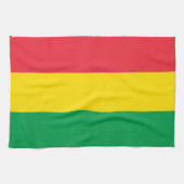 ラスタは緑の黄色い赤のストライプの旗パターンを着色します キッチンタオル (横)