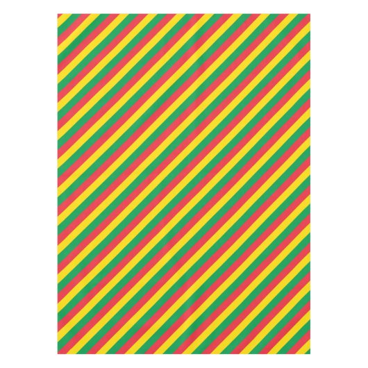 ラスタは緑の黄色い赤のストライプの旗パターンを着色します テーブルクロス (正面)