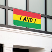 ラスタは緑の黄色い赤のストライプの旗パターンを着色します 横断幕 (ビルの外側)