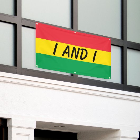 ラスタは緑の黄色い赤のストライプの旗パターンを着色します 横断幕 (ビルの外側)