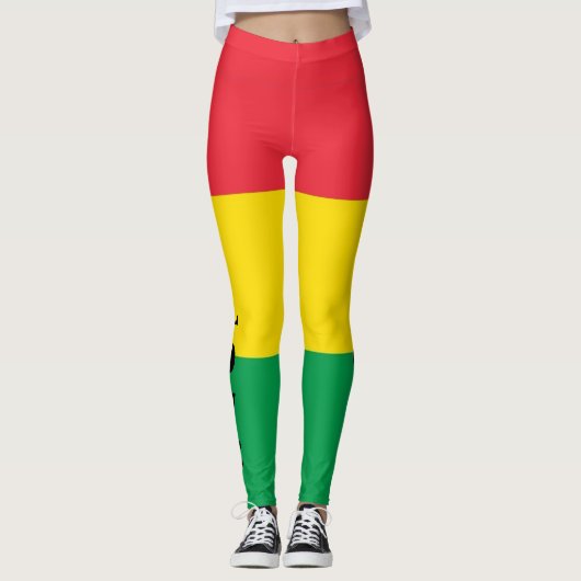 ラスタは緑の黄色い赤のストライプパターンを着色します レギンス (正面)