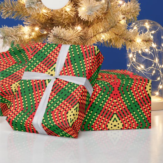 ラスタカラフルダイヤモンドデザイン包装紙 ラッピングペーパー (クリスマス)