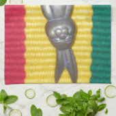 ラスタカラーのバニー: Groovy ArtプリントのTouch キッチンタオル (折り畳み)