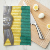 ラスタカラーのバニー: Groovy ArtプリントのTouch キッチンタオル (四つ折り)