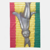 ラスタカラーのバニー: Groovy ArtプリントのTouch キッチンタオル (縦)
