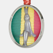 ラスタカラーのバニー: Groovy ArtプリントのTouch メタルオーナメント (左)