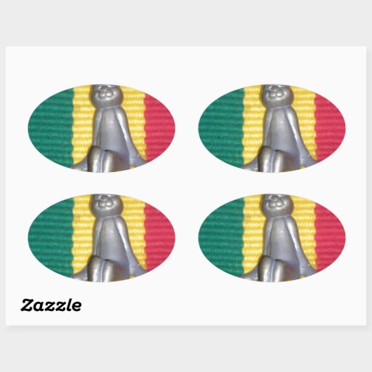 ラスタカラーのバニー: Groovy ArtプリントのTouch 楕円形シール (シート)