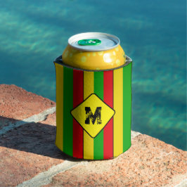 ラスタカラーストライプのモノグラムビール 缶クーラー