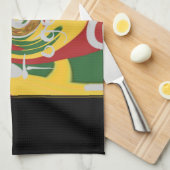 ラスタカラーズレッドゴールデングリーンヒラリーアートプリント キッチンタオル (四つ折り)