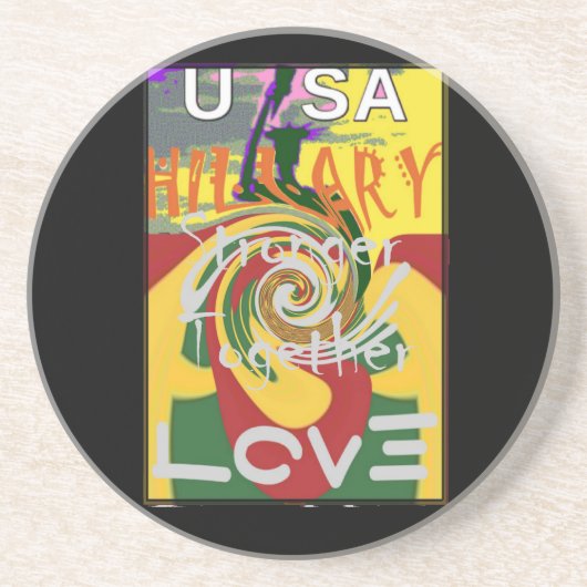 ラスタカラーズレッドゴールデングリーンヒラリーアートプリント コースター (正面)